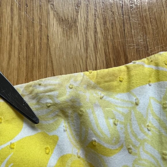 Lilly Pulitzer Size 6 Yellow & White Floral Swiss Dot Cotton Strapless Dress - Picture 12 of 16